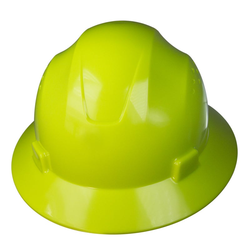 JORESTECH Safety Hard Hat Lime HDPE Full Brim Helmet with 4-Point Adjustable Ratchet Suspension for Work, Home, and General Headwear Protection ANSI Z89.1-14 Compliant HHAT-02 - Image 1